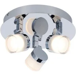 Plafonnier 3 Spots Spécial Salle De Bain IP44 (15 Watts 1050 LM 3000K) Chrome - Voltman