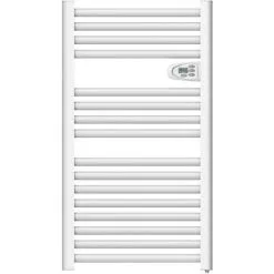 VOLTMAN Radiateur Sèche-serviette électrique 500W à Inertie Sèche Blanc - Ecran LCD - Barres Rondes