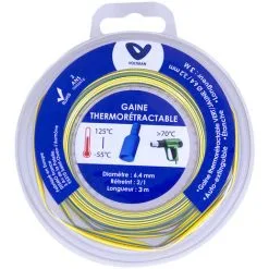 VOLTMAN Gaine Thermorétractable En Dévidoir Ø 6,4/3,4mm X 5 Mètres Vert/jaune