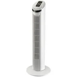 VOLTMAN Ventilateur Tour Colonne Blanc ALIZE - 50W - Hauteur 74cm - Avec Télécommande - 3 Vitesses