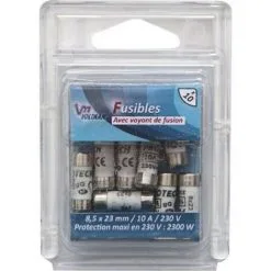 VOLTMAN Pack 10 Fusibles Avec Voyant De Fusion 8.5 X 23 Mm - 10 A - 230 V